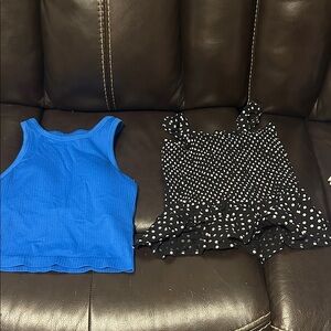 Tucker + Tate Blue and Black Polka Dot Tank Tops